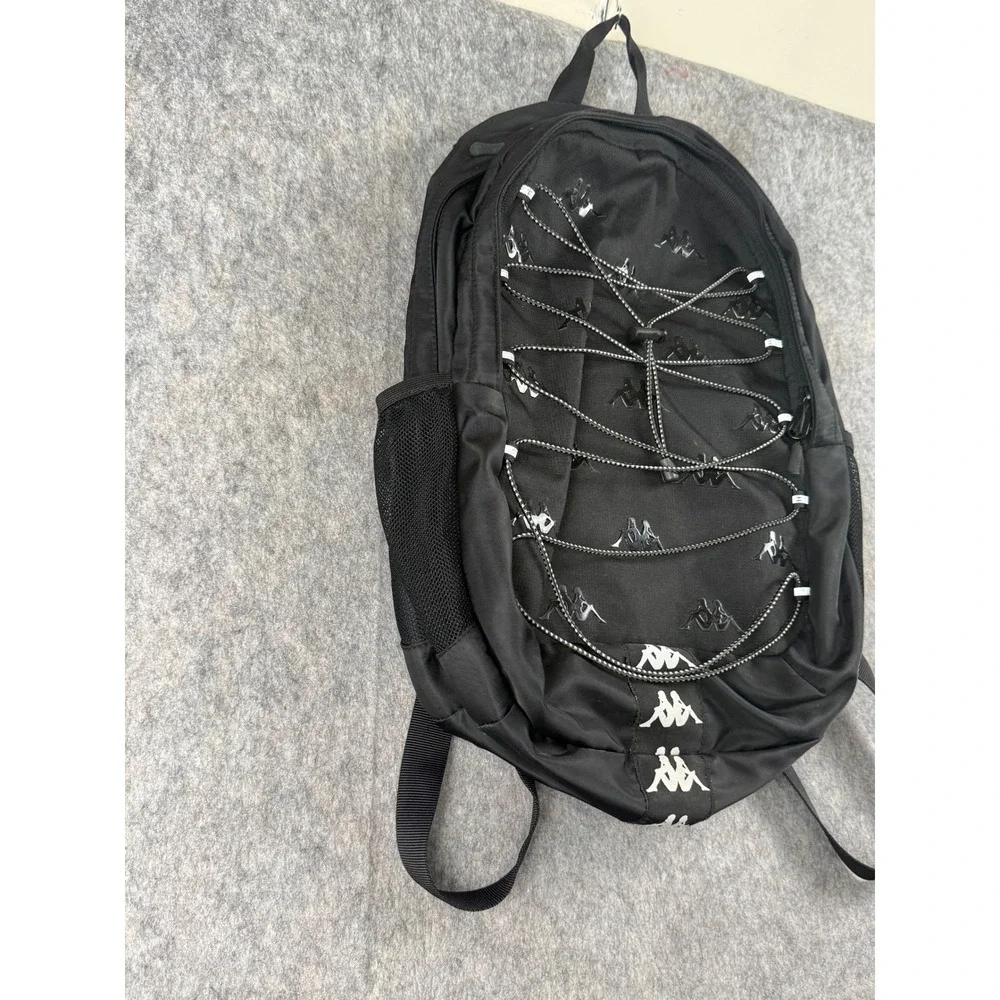 Kappa Backpack Unisex Medium Black Polyester Sport Bungee Logo Y2K Streetwear